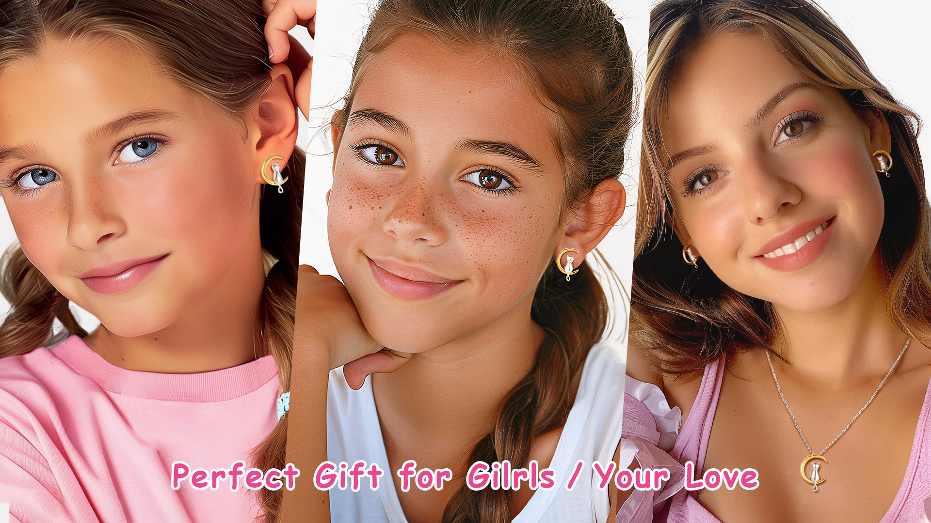 thumbnail video image 2 of JustBeingCute Necklace for Women, 925 Real Sterling Silver Cat Moon Pendant Necklaces Birthday Mothers Day Jewelry Gifts Her Granddaughter Mom Lady Female Adults Age Ideas, 2 of 9