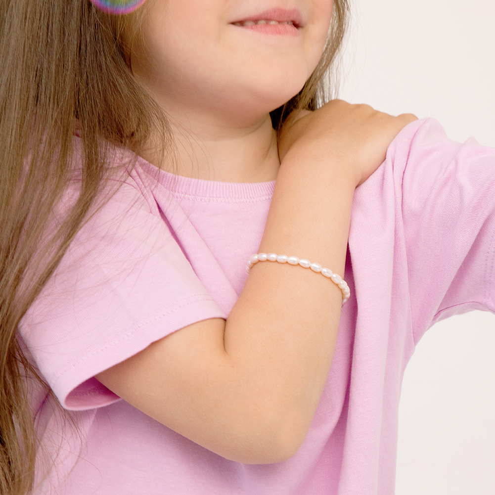 thumbnail video image 2 of 6" Elongated Freshwater Cultured Pearl Kids / Children's / Girls Bracelet, 2 of 6