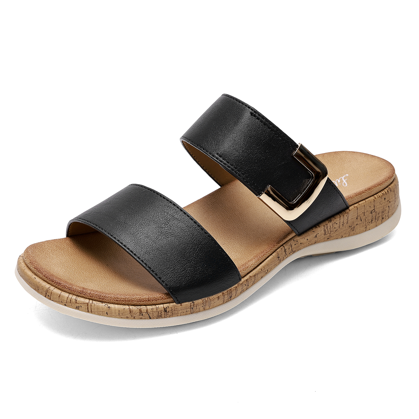 thumbnail video image 2 of Littleplum Women's Arch Support Sandals Wide Leather Strap Casual Summer Beach Sandals for Women,Black,Size 5.5, 2 of 12