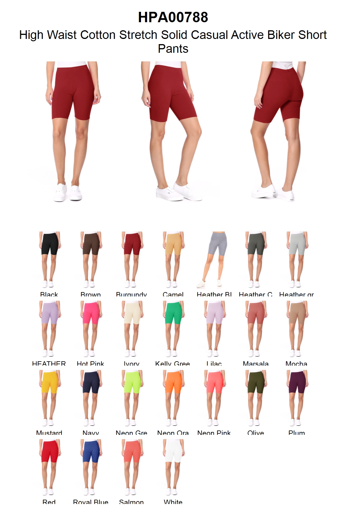 thumbnail video image 2 of Women's Plus Size Elastic High Waist Workout Running Active Solid Biker Shorts Pants, 2 of 5