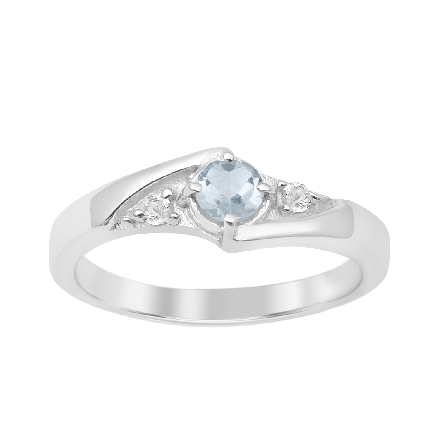thumbnail video image 2 of Mooneye 0.35 Ctw Round Shape Aquamarine 925 Sterling Silver Solitaire Women Engagement Ring, 2 of 7