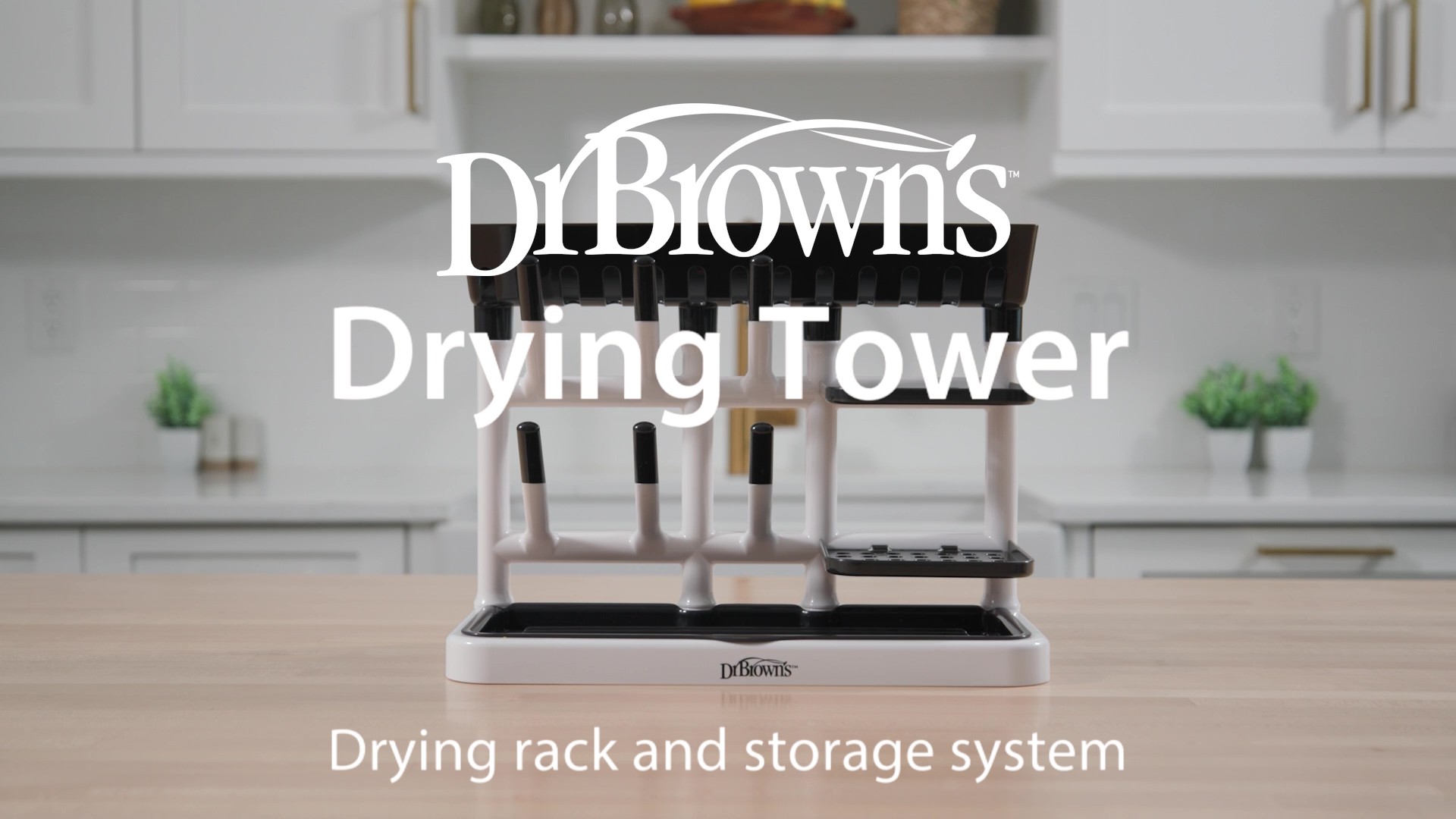 thumbnail video image 2 of Dr. Brown's Drying Tower, Space Saving Vertical Rack for Drying, Storing, and Organizing Baby Bottles and Feeding Essentials, BPA Free, 2 of 20