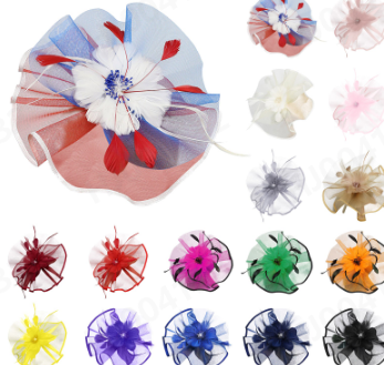 thumbnail video image 2 of Tittly Headbands for Women Fascinators Hats Women Hat Headwear Church Feather Clip Fascinators Hat Wedding Party Cap For Head Scarf Hair Accessories Green One Size, 2 of 4