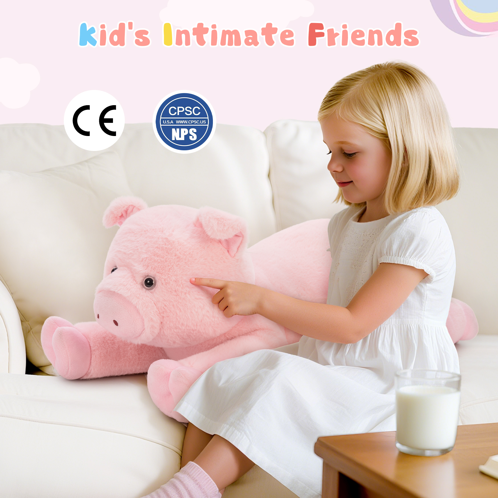 thumbnail video image 2 of MorisMos 32'' Giant Piglet Stuffed Animal Pig Plush Toy, 2 of 8
