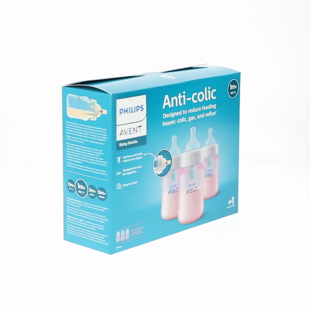 3 pack) Philips Avent Anti-colic Bottle with AirFree Vent, 9oz