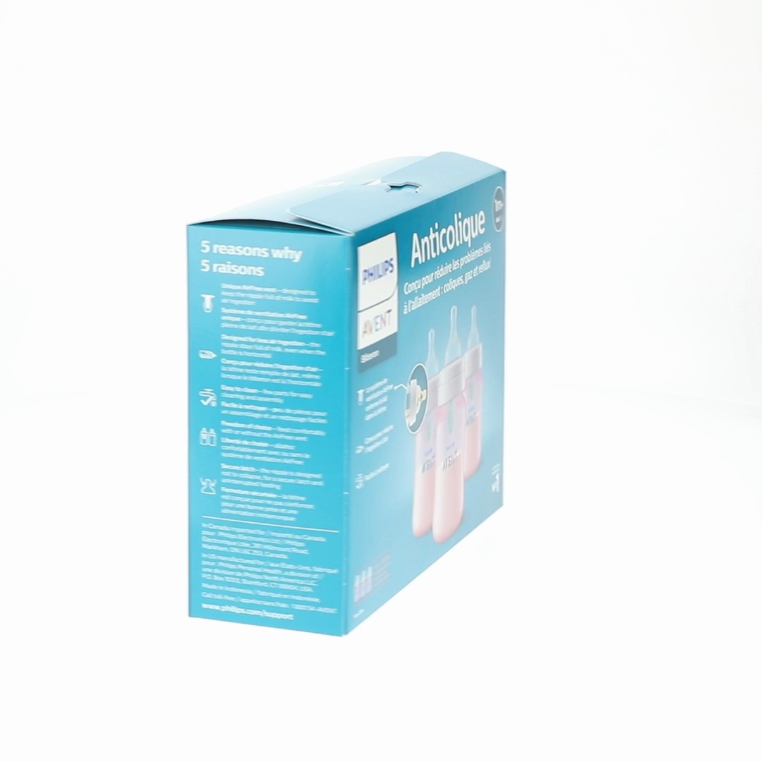 3 pack) Philips Avent Anti-colic Bottle with AirFree Vent, 9oz