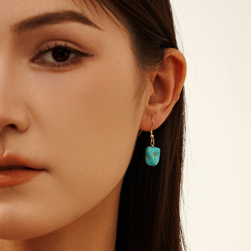 thumbnail video image 2 of Genuine 925 Sterling Silver Turquoise Dangle Drop Earrings for Women, Boho Southwestern Stone Earrings, Hypoallergenic Jewelry for Daily Wear, Party, Anniversary, Birthday Gift with Free Gift, 2 of 7