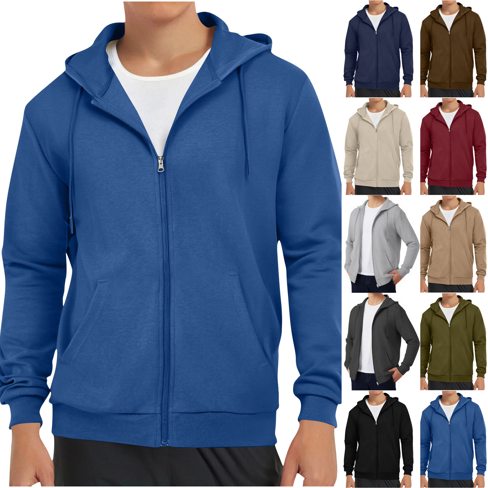 thumbnail video image 2 of Dovford Lightweight Hoodie Men Zip Up Hooded Sweatshirt Thin Slim Fit Jacket Big and Tall Hoodies, 2 of 7