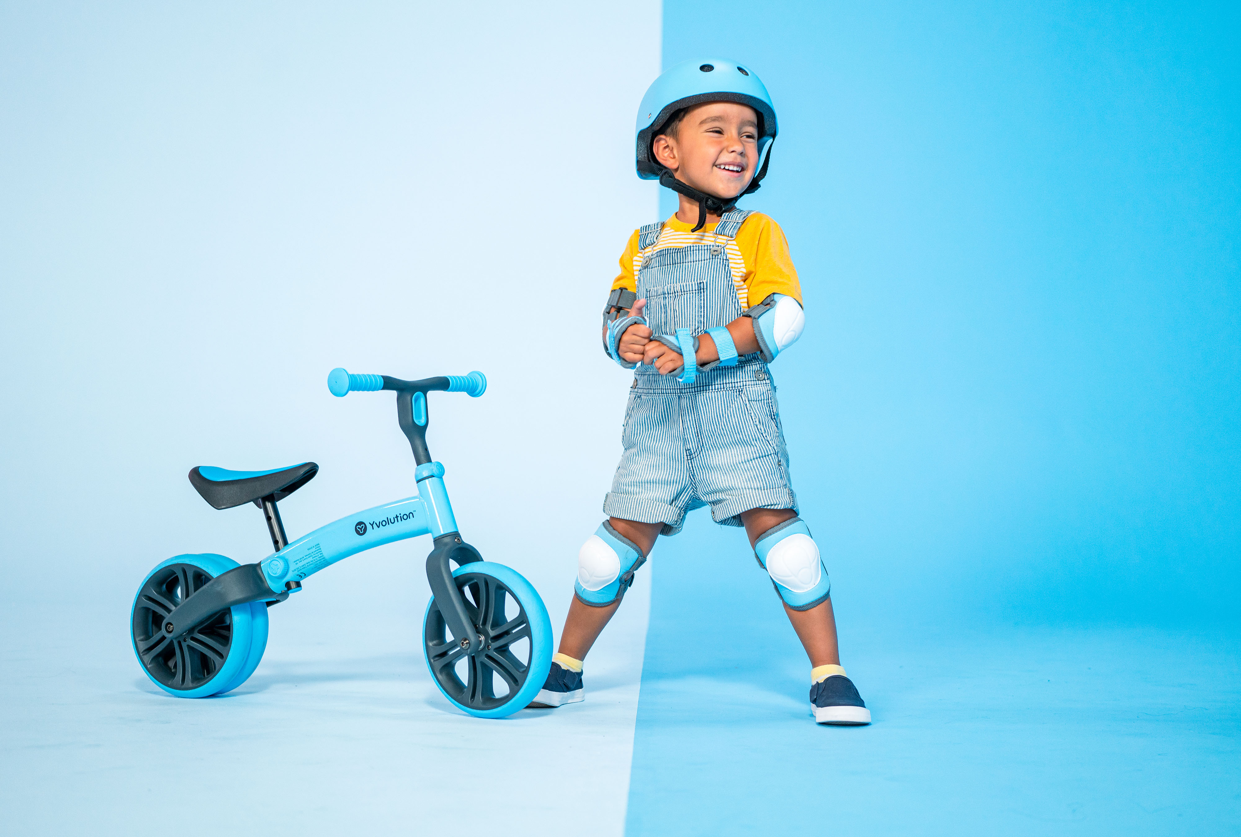 thumbnail video image 2 of Yvolution Toddler Balance Bike 9'' Wheel (Blue) Boys and Girls, 18 Months to 3 Years Old, 2 of 8