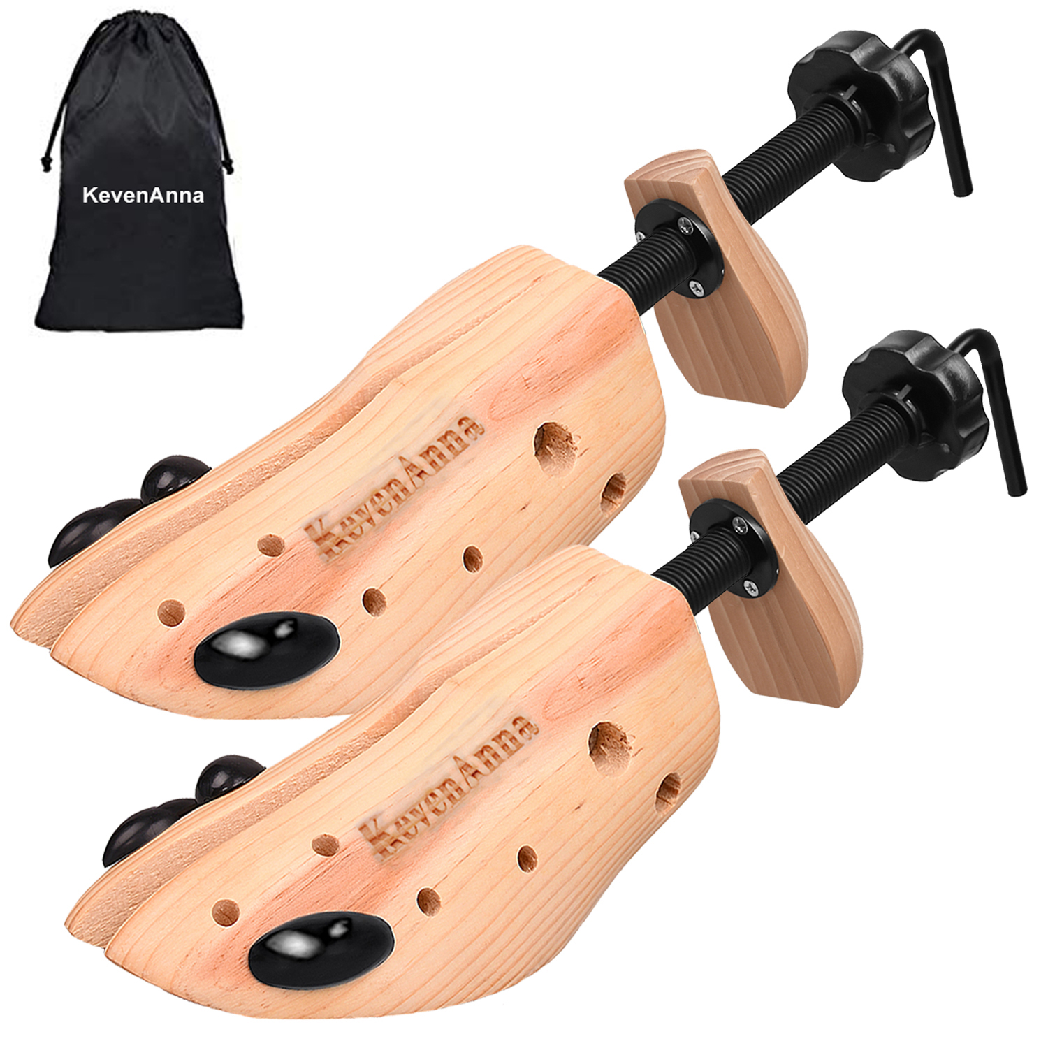thumbnail video image 2 of Miserwe Premium Professional 2-Way Wooden Shoe Trees (medium ) - Unisex Wooden Shoe Stretcher for Men & Women, 2 of 11