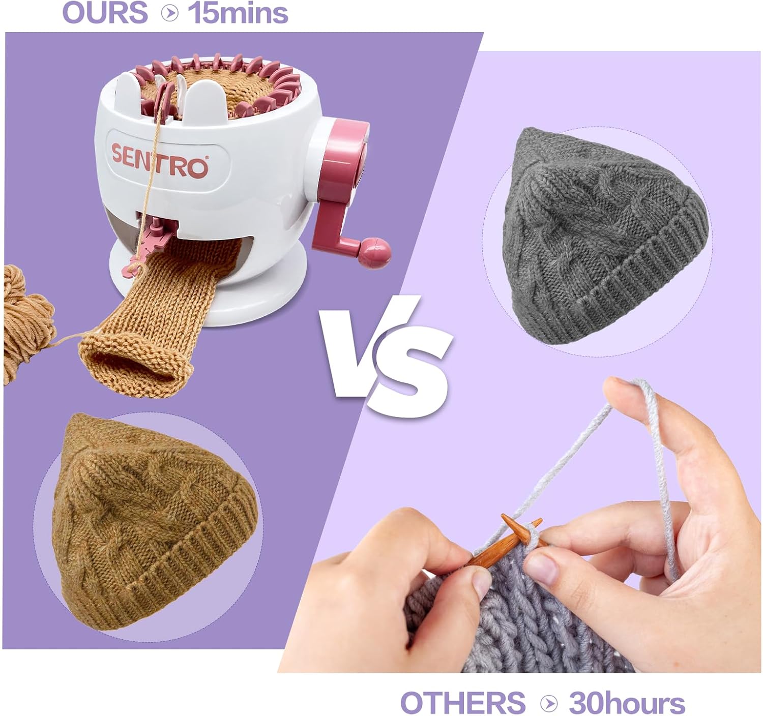 thumbnail video image 2 of SENTRO 22 Needle Knitting Machine, Knitting Loom Set Round Weaving Loom for Kids, Bunny Shaped Smart Weaver, Hat Sock Scarf Loom, Toys Arts and Crafts Knitting Kit for Girls, 2 of 15