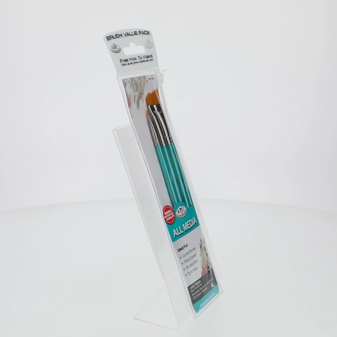 Royal & Langnickel 4pc Gold Taklon All Media Angular Paint Brush