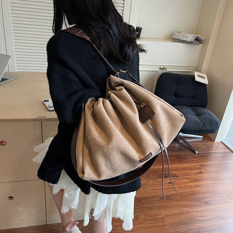 thumbnail video image 2 of SPEKSEE Suede Bag for Woman Faux Suede Large Satchel Crossbody Tote Purse Drawstring Vintage Fall Winter Hobo Handbag, 2 of 10