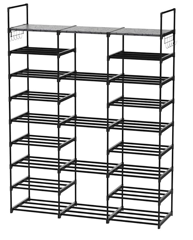 Mavivegue 9 Tiers Metal Shoe Rack Organizer, 50-55 Pairs Large Tall Shoe  Storage,Shoe Holder,Shoe Stand,Vertical Free Standing Shoe Shelf,Large Boot