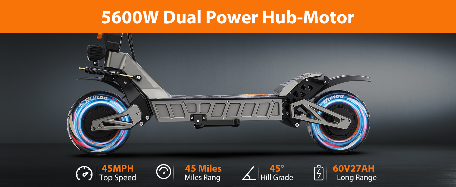 thumbnail video image 2 of Electric Scooter Adult, 47 Mph Max Speed,44 Miles Max Range,5600W Dual Motor Folding Commute E-Scooter,11" Tires Off-road E-Scooters, 2 of 12