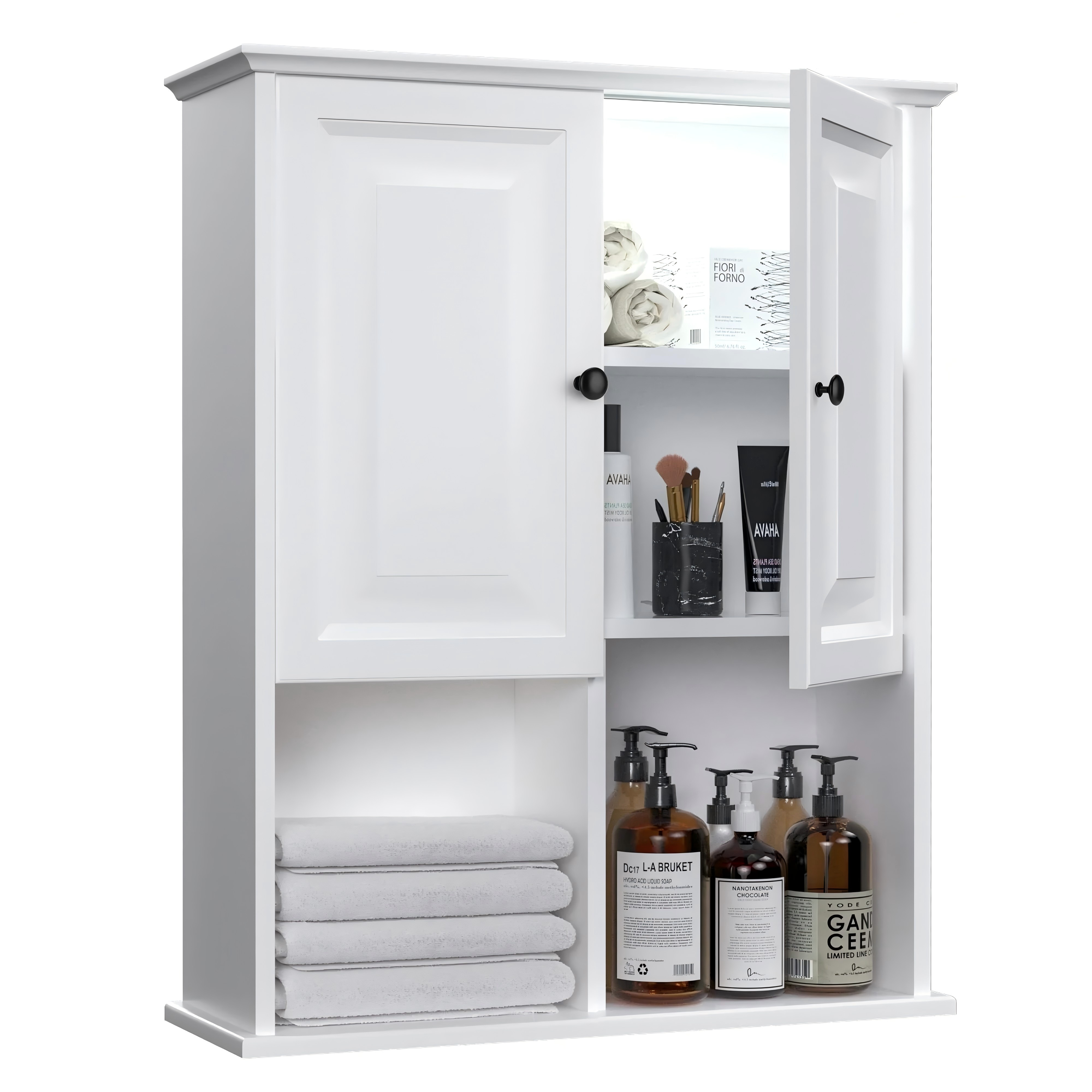 thumbnail video image 2 of HAIOOU Bathroom Wall Cabinet with Motion Sensor LED Light, Over Toilet Storage Cabinet with Buffering Hinges and Adjustable Shelf (White), 2 of 10