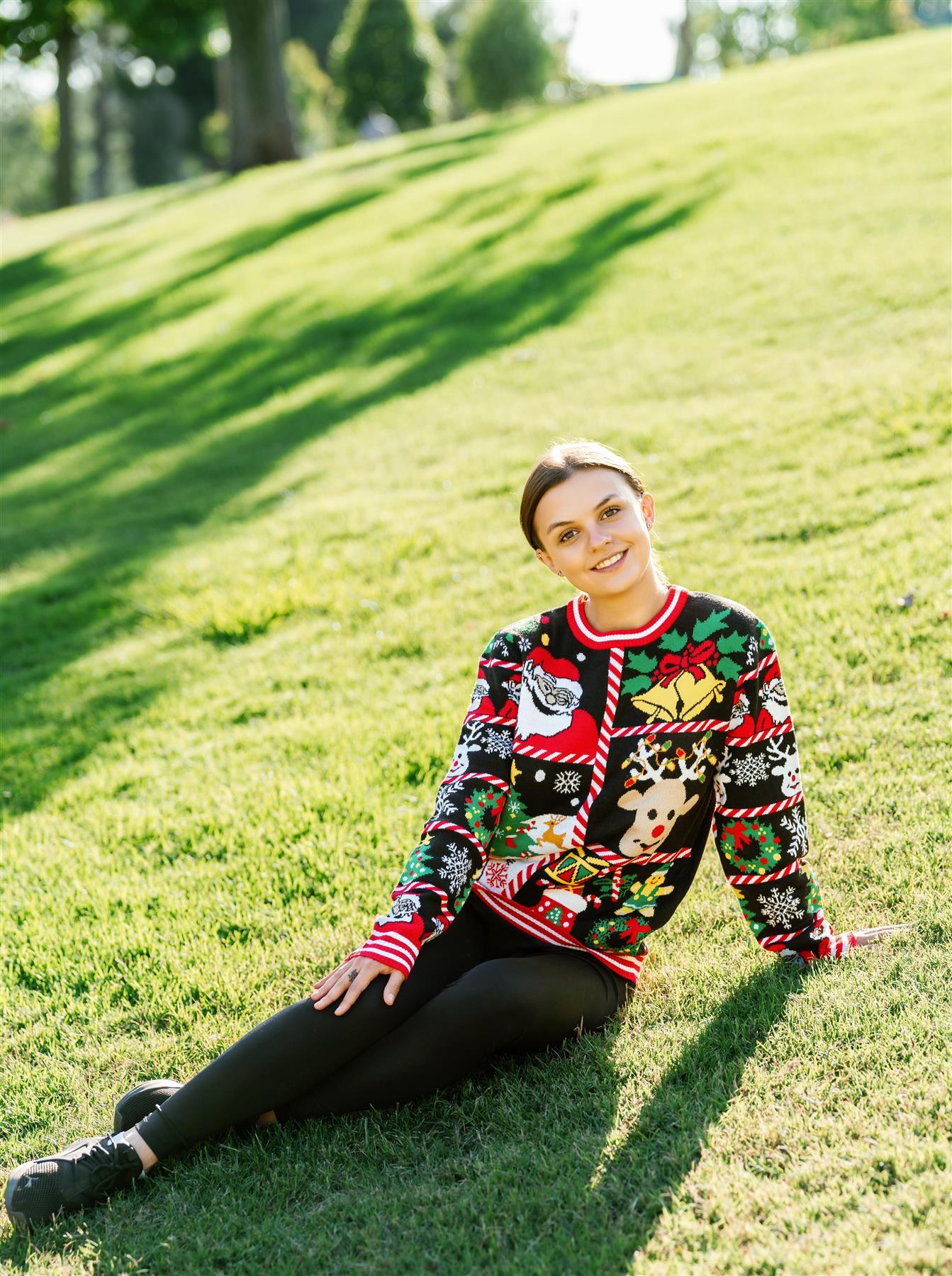 thumbnail video image 2 of Socal Look Women's Ugly Christmas Sweater, Long Sleeve Crew Neck Acrylic Pullover, M, 2 of 9
