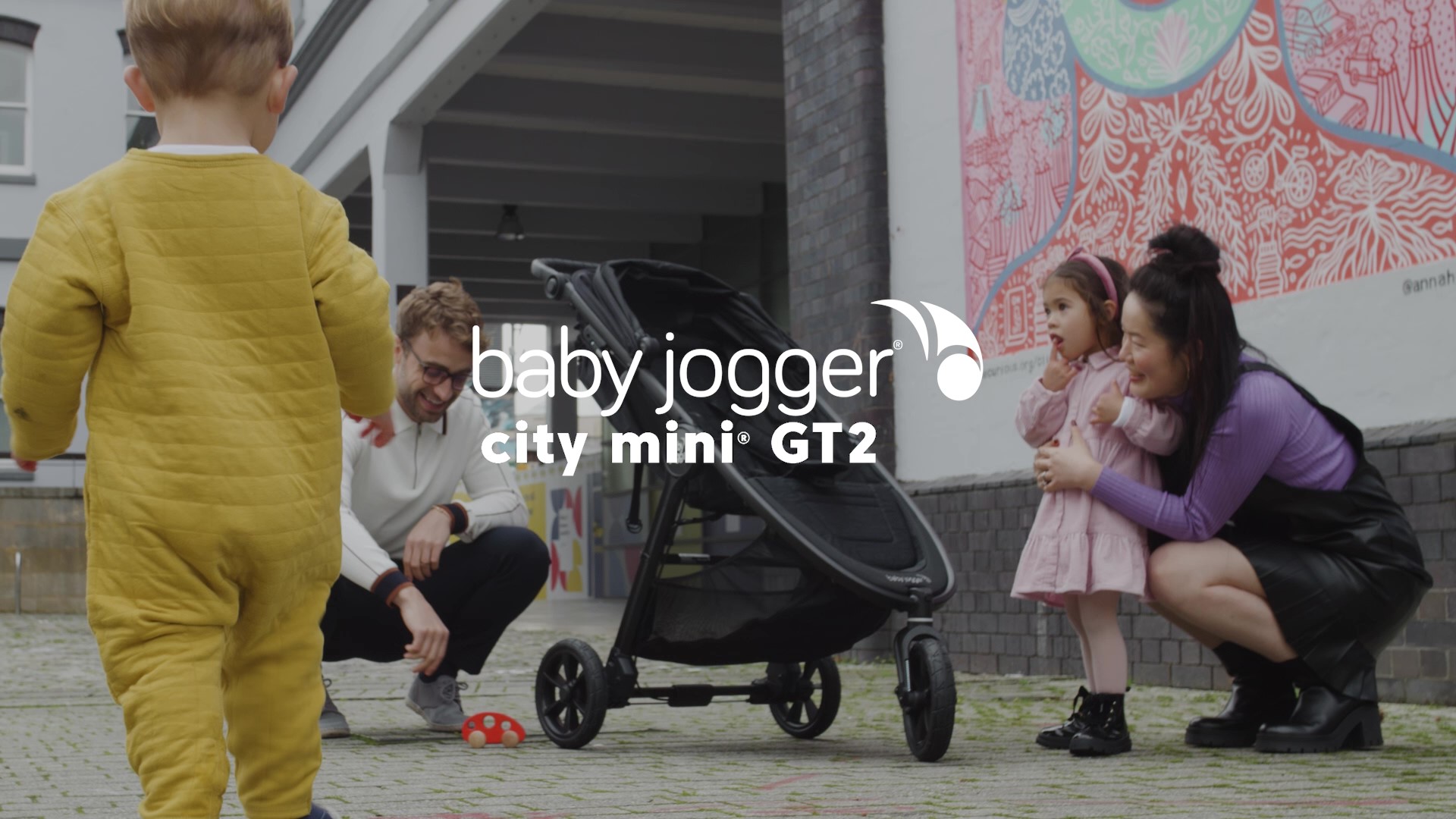thumbnail video image 2 of Baby Jogger City Mini GT2 All-Terrain Double Stroller, Jet, 2 of 8