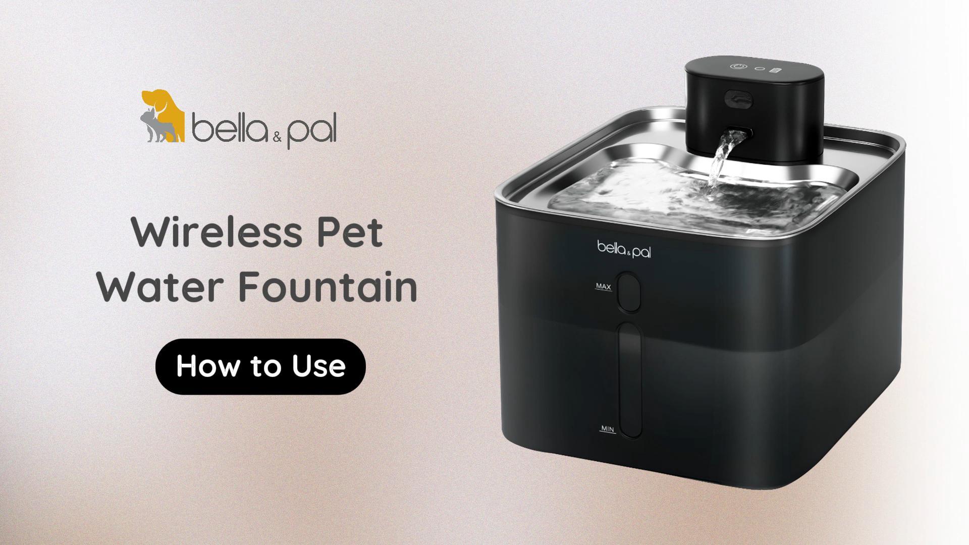 thumbnail video image 2 of 142oz/4.2L Wireless Cat Water Fountain Stainless Steel, Water Dispenser for Dogs & Cats, Ultra Quiet, 5000mAh Battery, 2 of 10