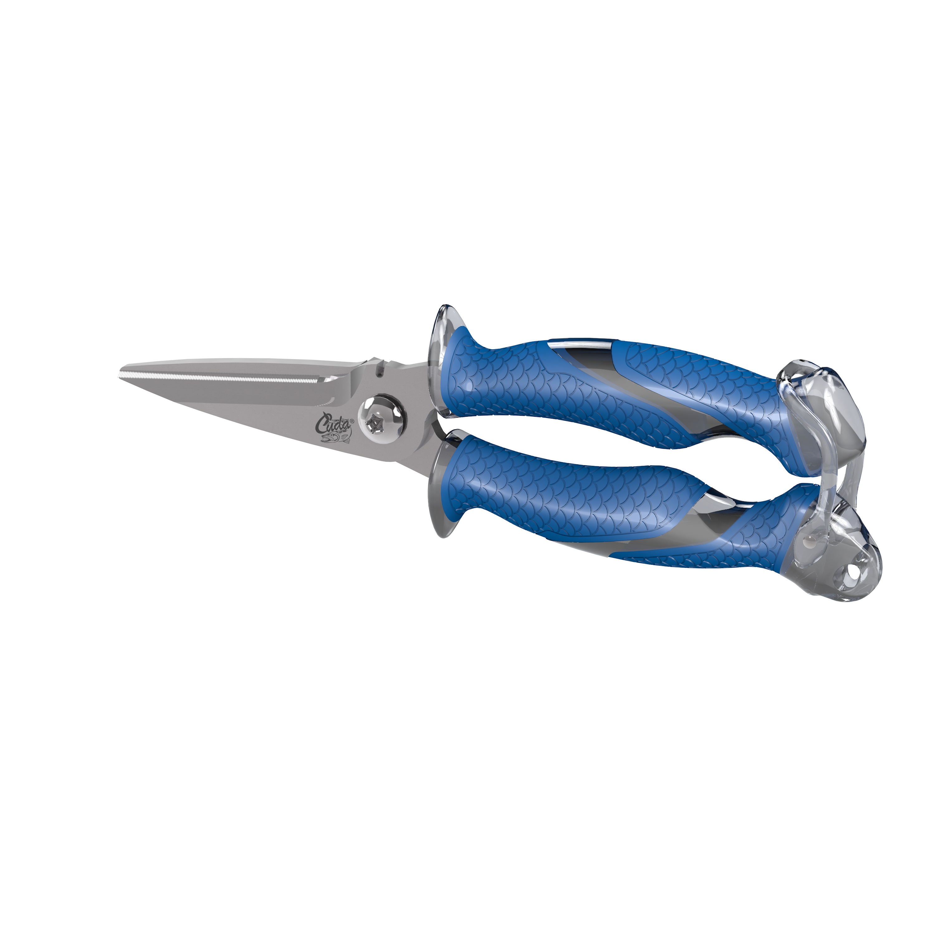 Cuda Fishing Snips, 8, Serrated Titanium Bonded with Integrated Wire  Cutter, Blue 