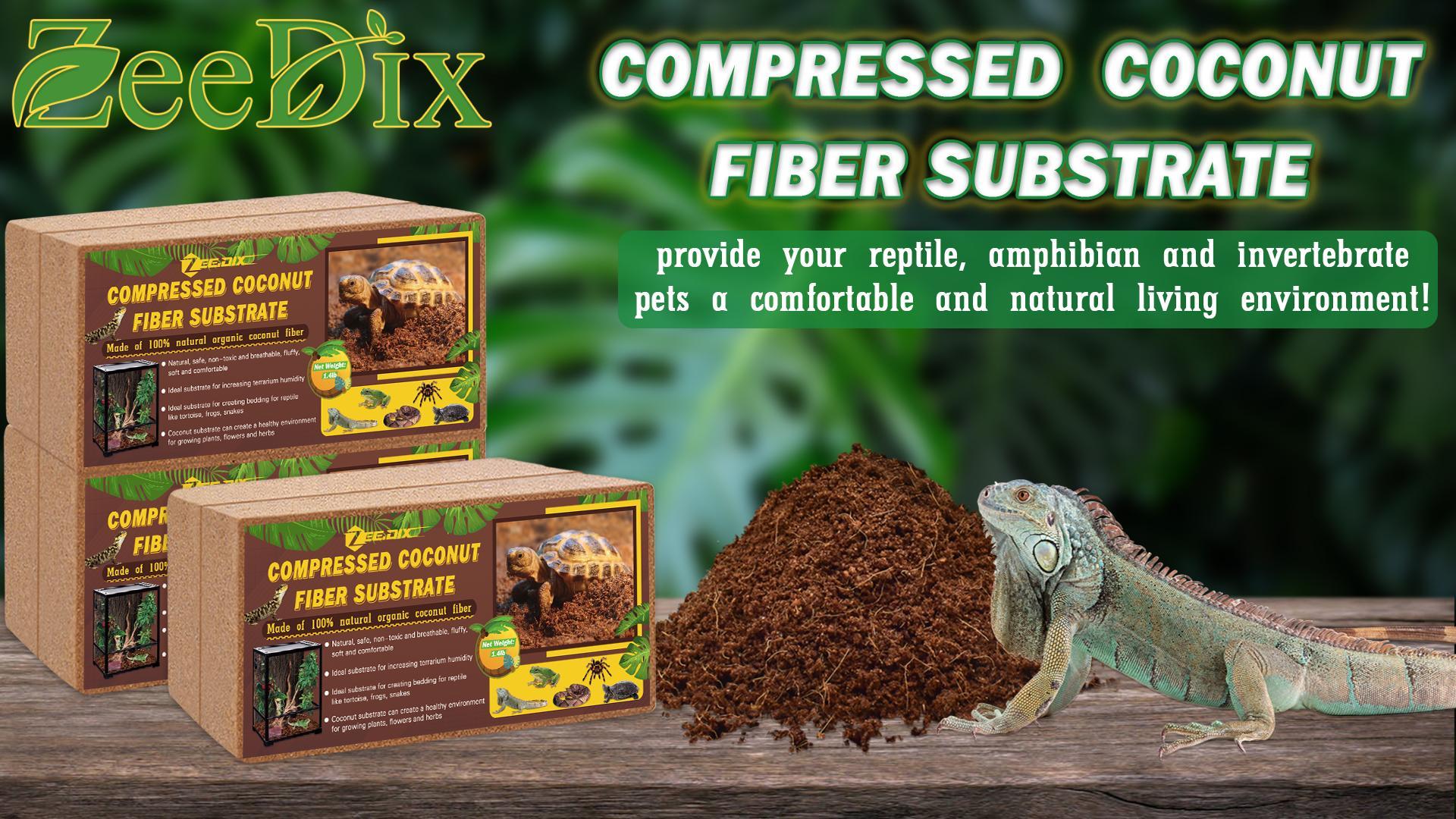 ZeeDix 10LB Compressed Coconut Fiber Substrate, 100% Organic
