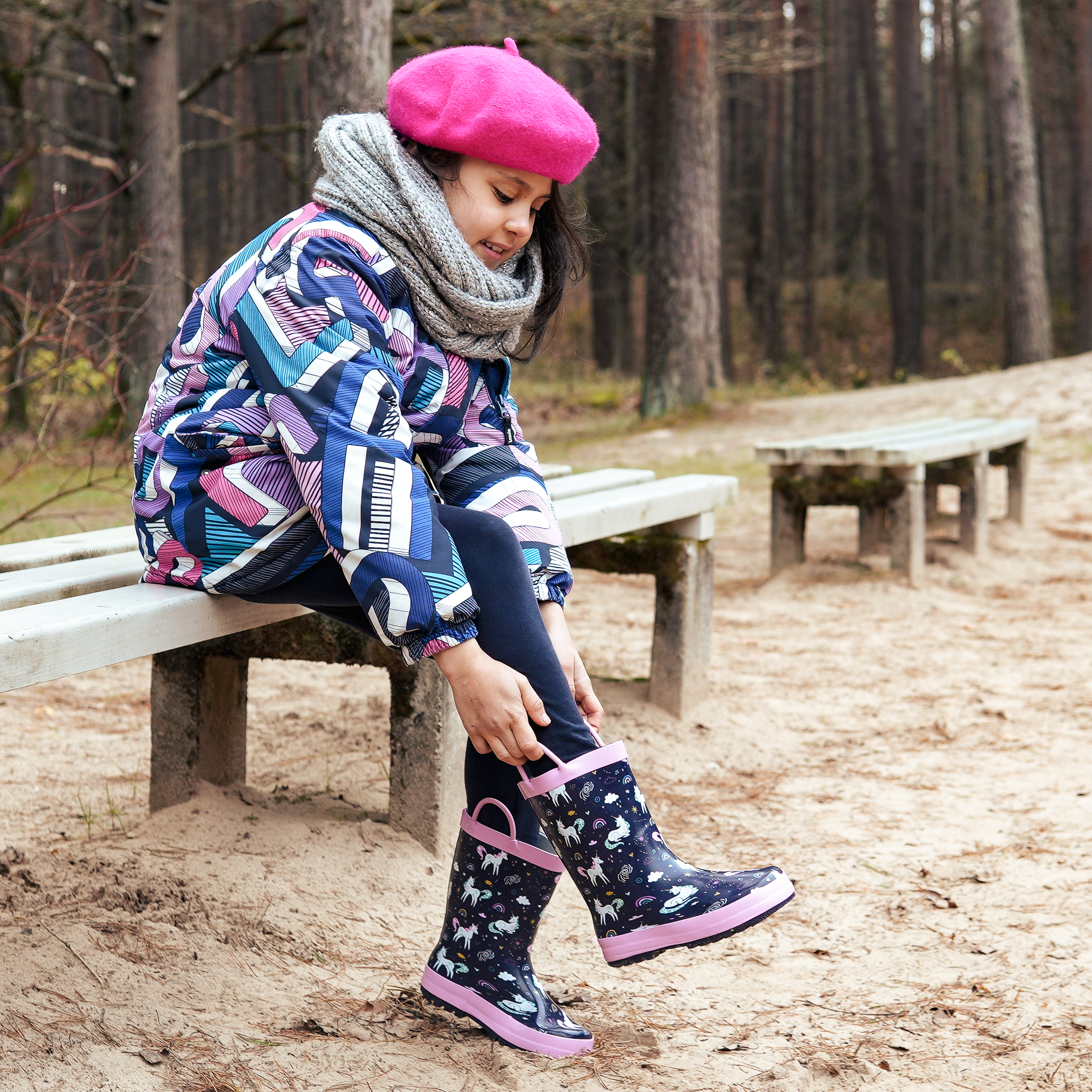 thumbnail video image 2 of NORTY Little Big Kids Boys Girls Unisex Lug Sole Boot Mid-Calf Rubber Rain Boots, 2 of 20