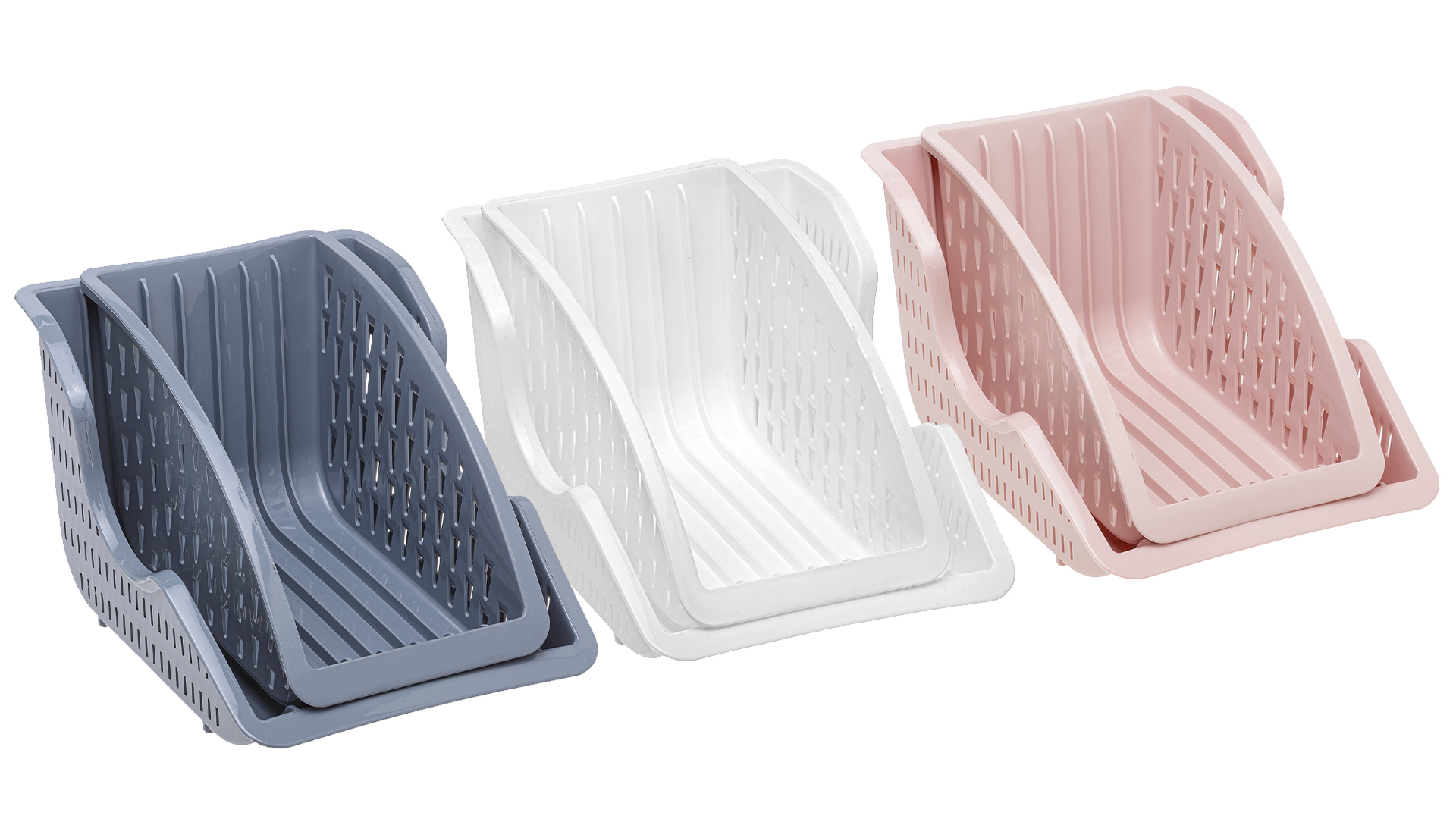 thumbnail video image 2 of Crystalia Plastic Dish Holder Organizer Set for Kitchen, 2 Piece Holder for Dishes, Large Compact Plate Drying Rack, BPA Free Kitchen Strainer Set of 2, Utensil Holder for Cutlery, (White), 2 of 7