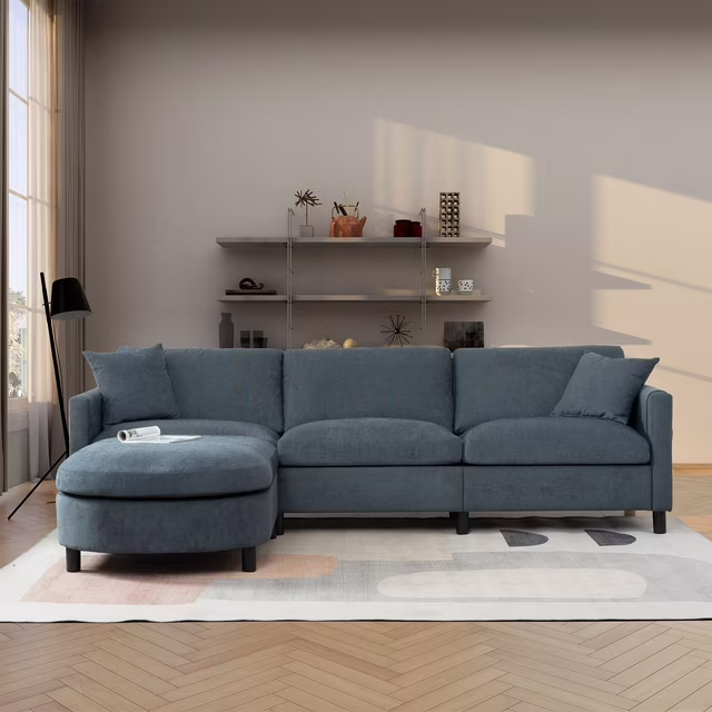 thumbnail video image 2 of JONPONY 107.87" Overesized Sectional Sofa Couch With 1 Ottoman,Seat Cushion and Back Cushion Removable,Grey, 2 of 14