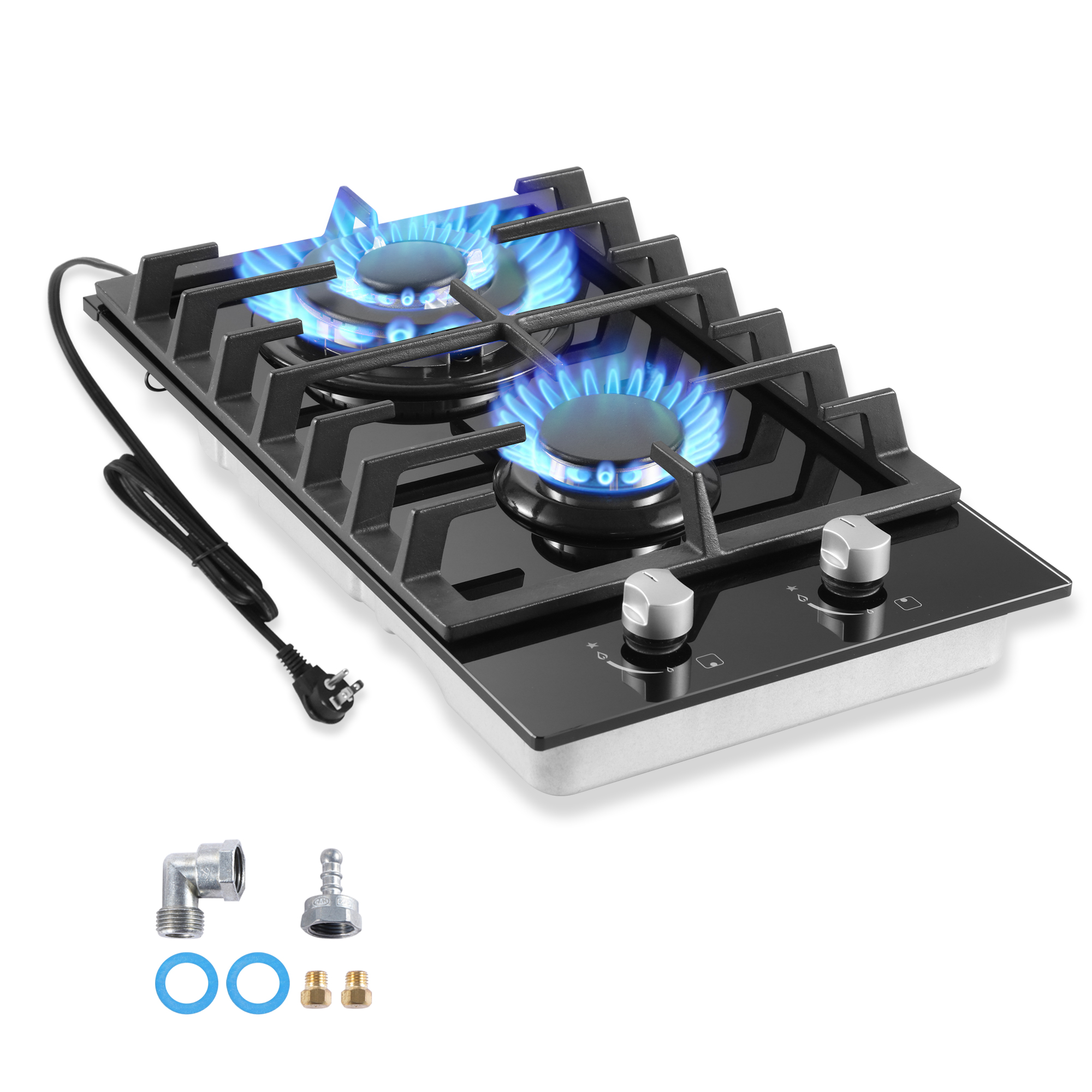 thumbnail video image 2 of Amzgachfktch 12 Inch Built-in Gas Cooktop with Thermocouple Protection, LPG/NG Dual Fuel, 2 of 9