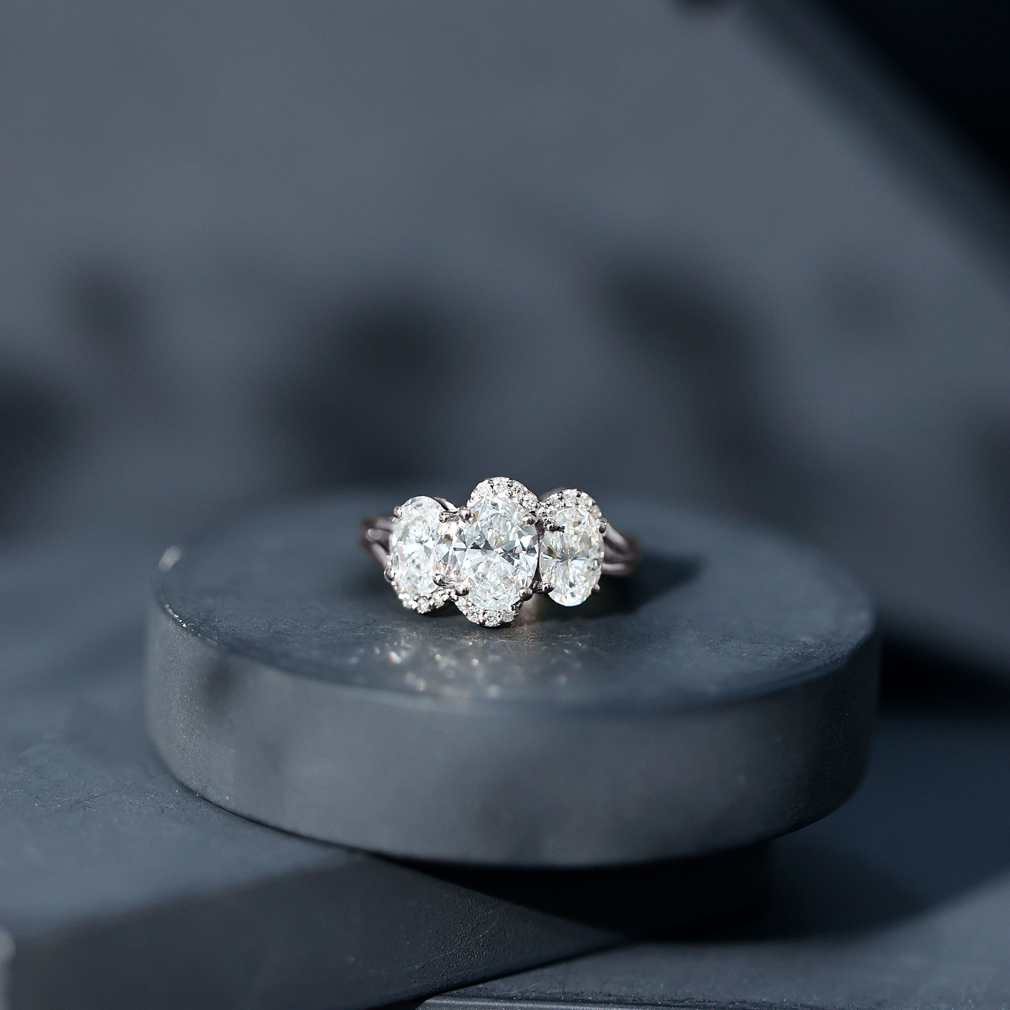 thumbnail video image 2 of Rosec Jewels Lab Grown Diamond 3 Stone Engagement Ring - Oval Diamond Ring for Women - EF-VS Grade Certified - With Jewelry Box, 925 Sterling Silver, US 4.00, 2 of 9