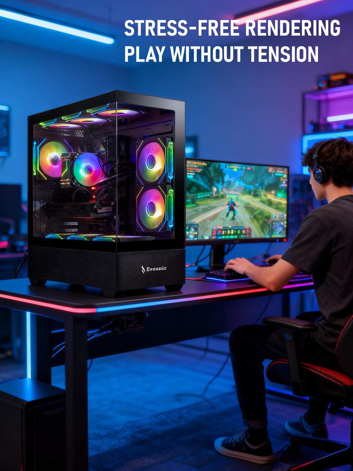 thumbnail video image 2 of Prebuilt Gaming PC,Intel Xeon E5 12-Core, NVIDIA GTX 1080 Ti 11GB Graphics, 32GB RAM, 512GB SSD, 4TB HDD, 650W PSU, Windows 11 Pro,WiFi6 BT5.4 RGB Keyboard & Mouse,ARGB Computer Tower for Gamer, 2 of 10