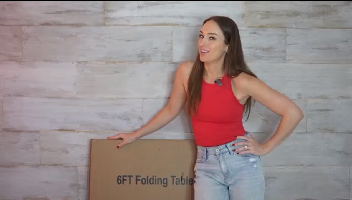 thumbnail video image 2 of Lifetime Appliance Parts 6 Feet Foldable Table with Built in Handle & Steel Legs | Heavy Duty Portable | Perfect for Party, Dining, Picnic Indoor, Outdoor, Camping, Utility （White）, 2 of 7