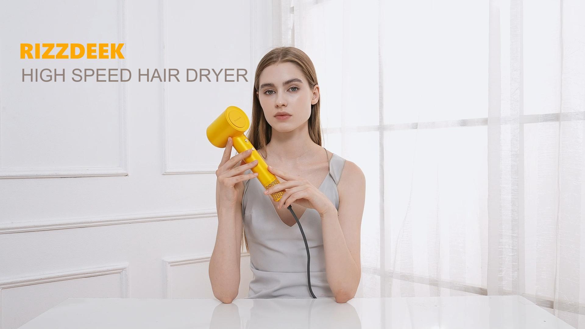 thumbnail video image 2 of Black Ionic Hair Dryer with Diffuser, 1627W High Speed Blow Dryer, Lightweight Low Noise, 2 of 11