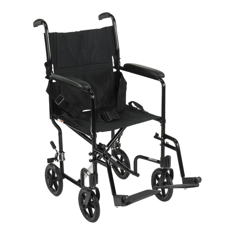 thumbnail video image 2 of McKesson Transport Chair, Lightweight - Aluminum - Black, 300 lbs Capacity, 1 Ct, 2 of 3