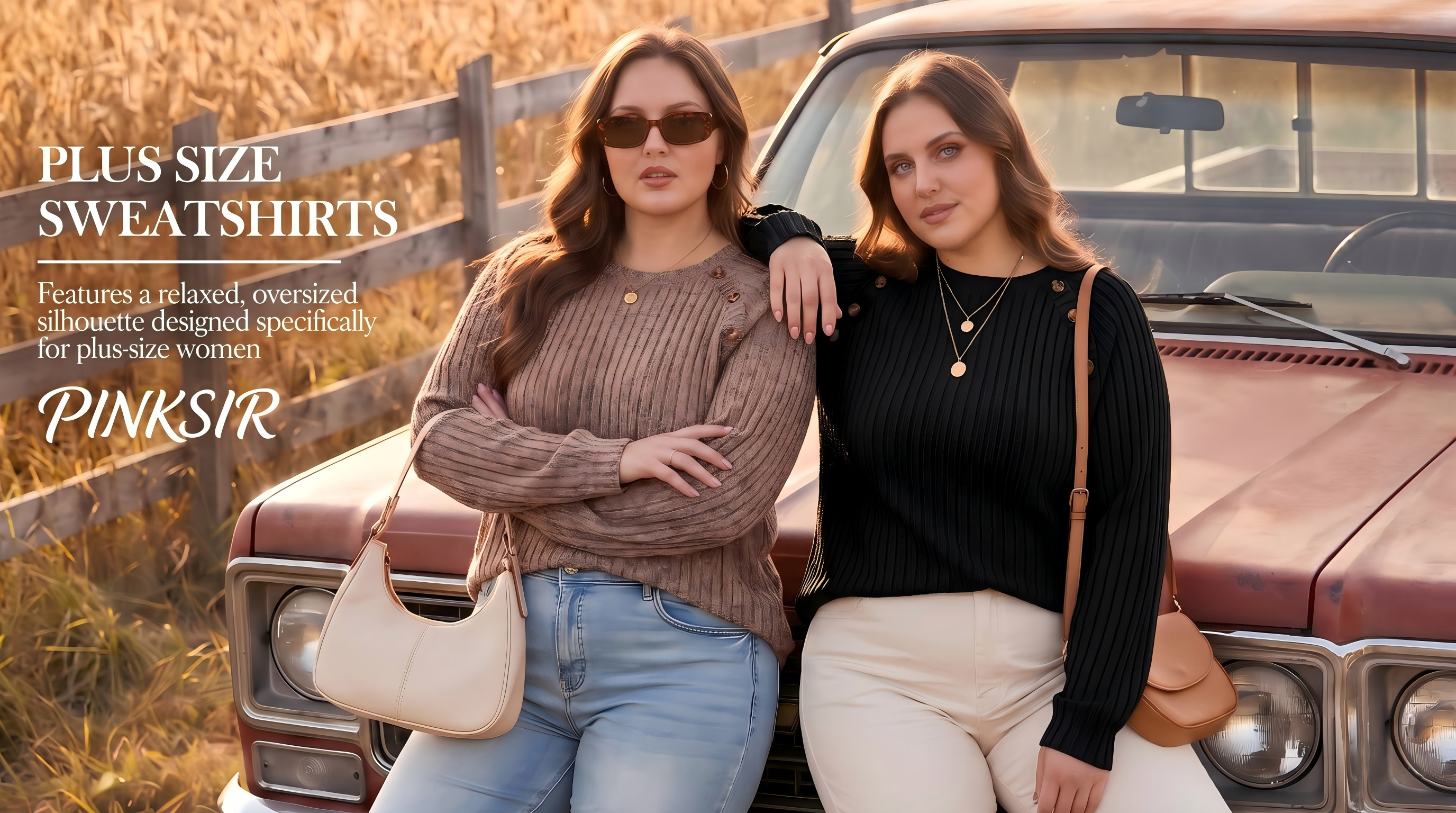 thumbnail video image 2 of PINKSIR Plus Size Sweater Tops for Women Lightweight Button Detail Long Sleeve Crewneck Ribbed Knit Loose Tunic Pullover, 2 of 10