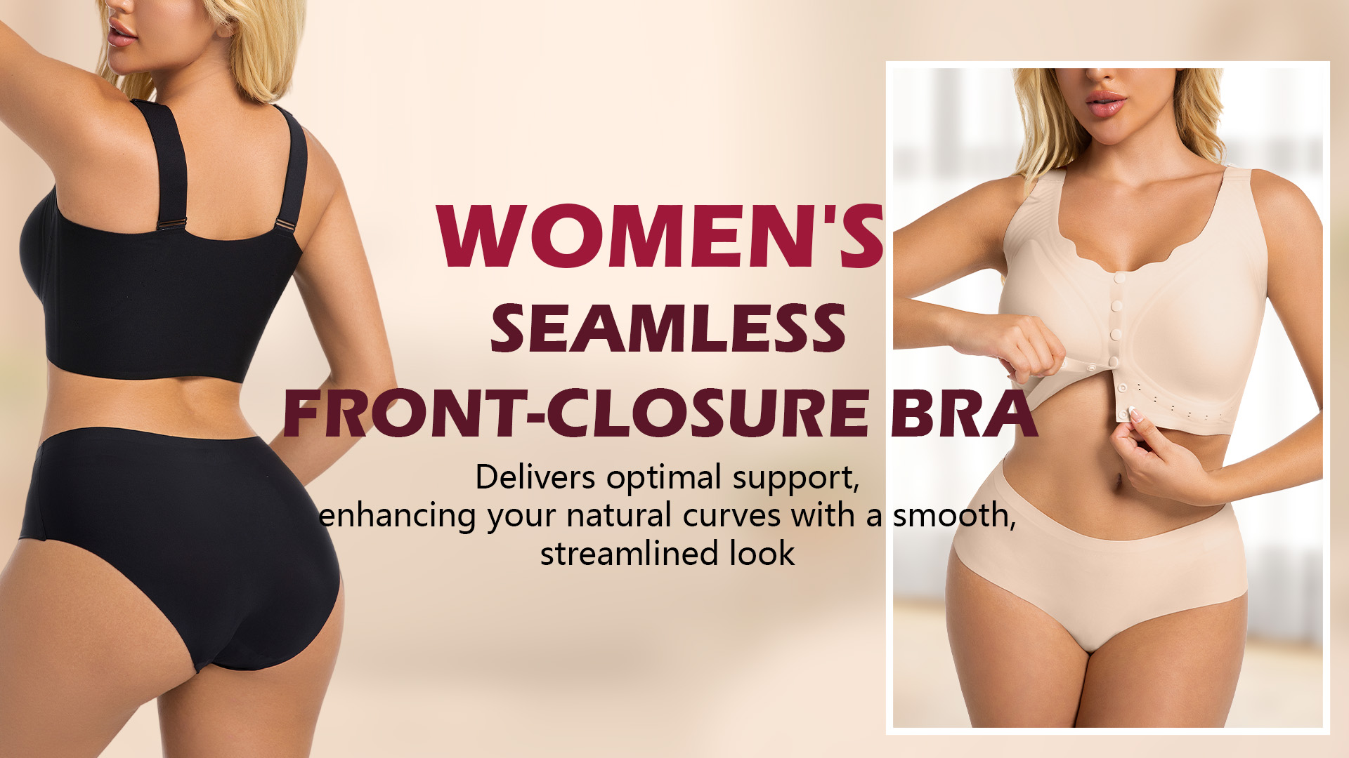 thumbnail video image 2 of Aivtalk Seamless Front Close Bras for Women Wireless Plus Size Bralettes Full Coverage Push Up Wicking Mastectomy No Underwire Lingerie Lift Comfort T-Shirt Bra Nude XL, 2 of 7