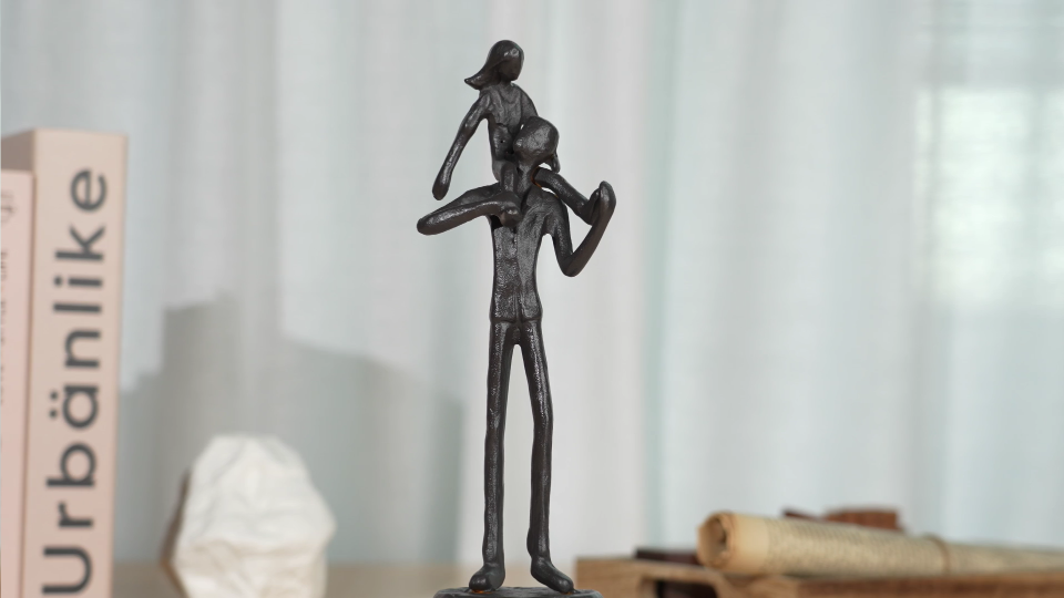 thumbnail video image 2 of Sziqiqi Handmade Father Daughter Iron Statue: Sentimental Keepsake Gift for Dad from Daughter, Wedding, Fathers Day, Christmas 9.06", 2 of 10