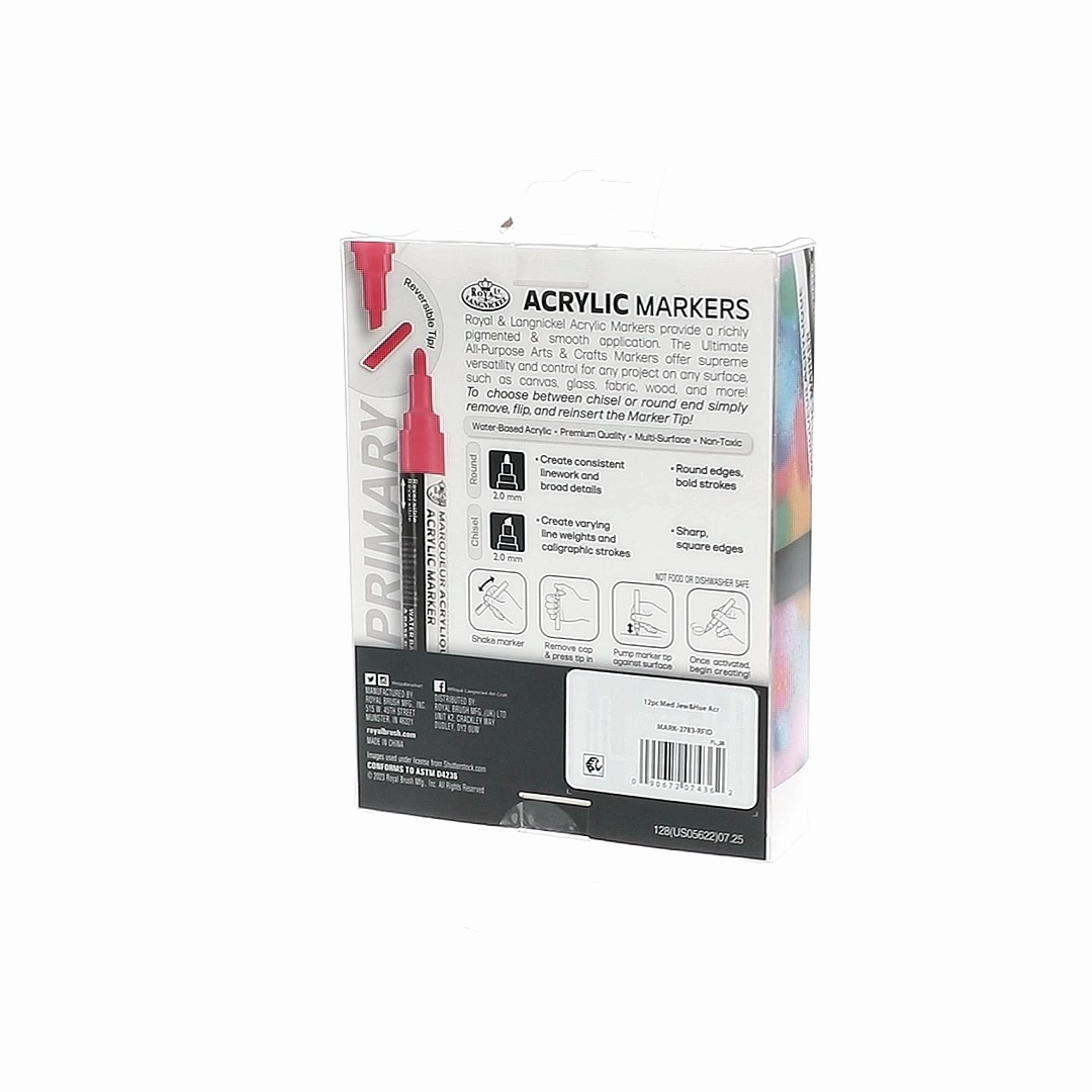 Royal & Langnickel 12PC Acrylic 2.0 mm Reversible Tip Primary