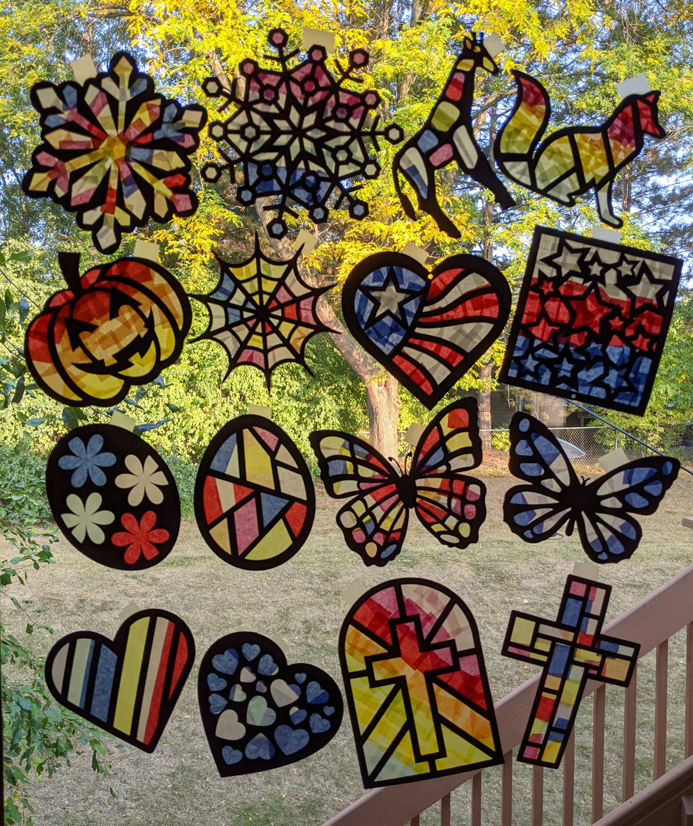 thumbnail video image 2 of VHALE Suncatchers Craft, Stained Glass Effect Paper Sun Catcher Kit, Window Art, Classroom Crafts, Creative Art Projects, 3 Sets (Dinosaur), 2 of 10
