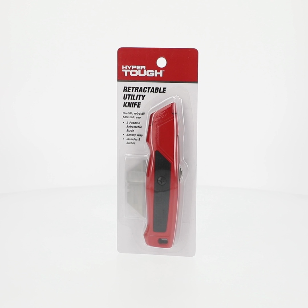 Hyper Tough Retractable Utility Knife with 5 Utility Blades, 3