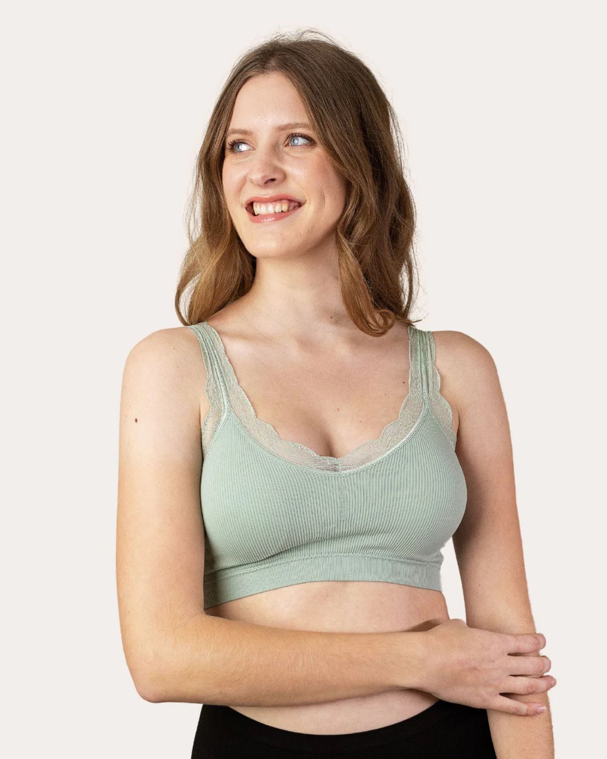 thumbnail video image 2 of Coobie Women's Lace Lover Bra 9140, Seamless Wireless Bralette with Lace Trim, 2 of 7