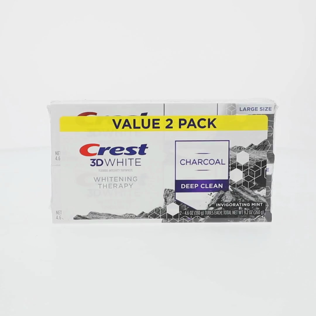3 pack) Crest 3D White Whitening Therapy Charcoal Deep Clean