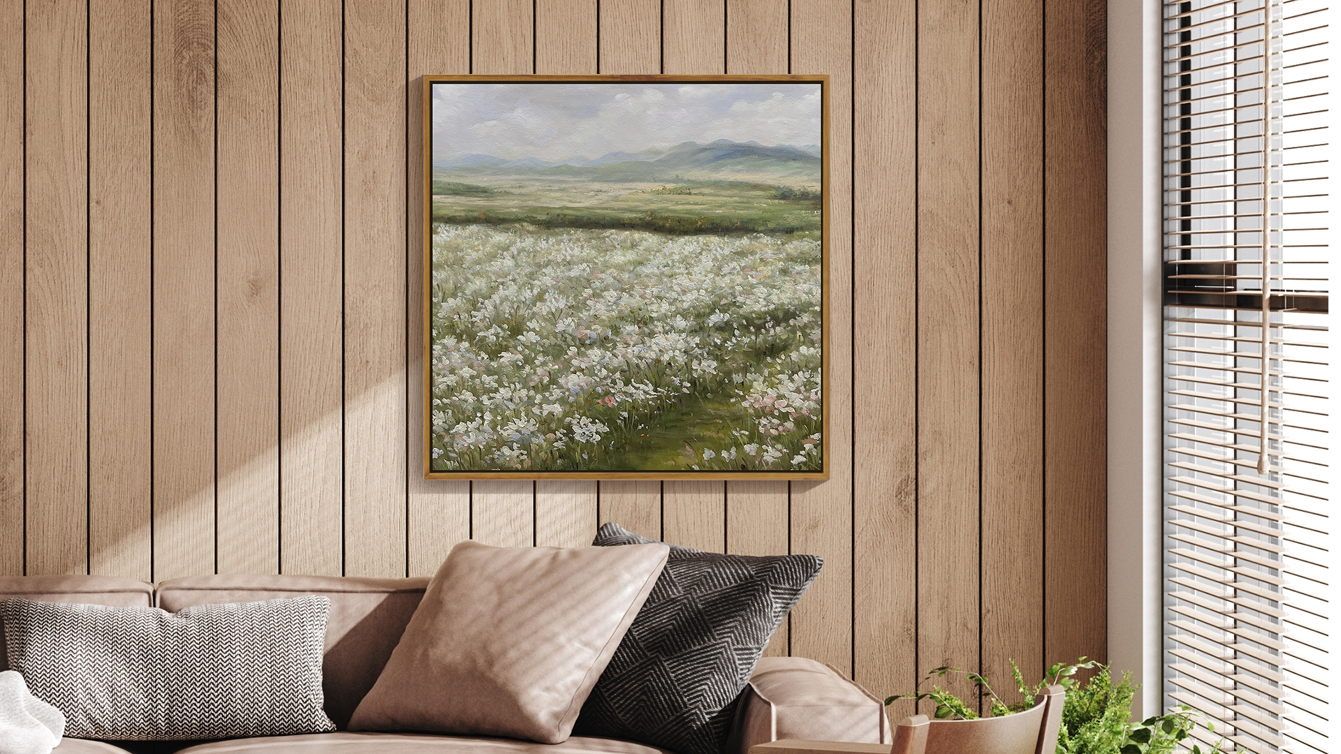 thumbnail video image 2 of Drsoum Vintage Landscape Artwork Wall Art Prairie in Full Bloom Classic Wall Prints Modern Farmhouse Kitchen Bathroom Office Decor 10x10in Natural Framed, 2 of 7