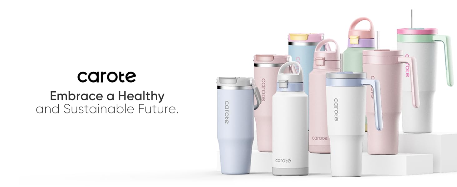 thumbnail video image 2 of Carote 40oz Stainless Steel Tumblers,Tumbler with Handle and Straw Lid,Double Wall Insulated,Pink, 2 of 7