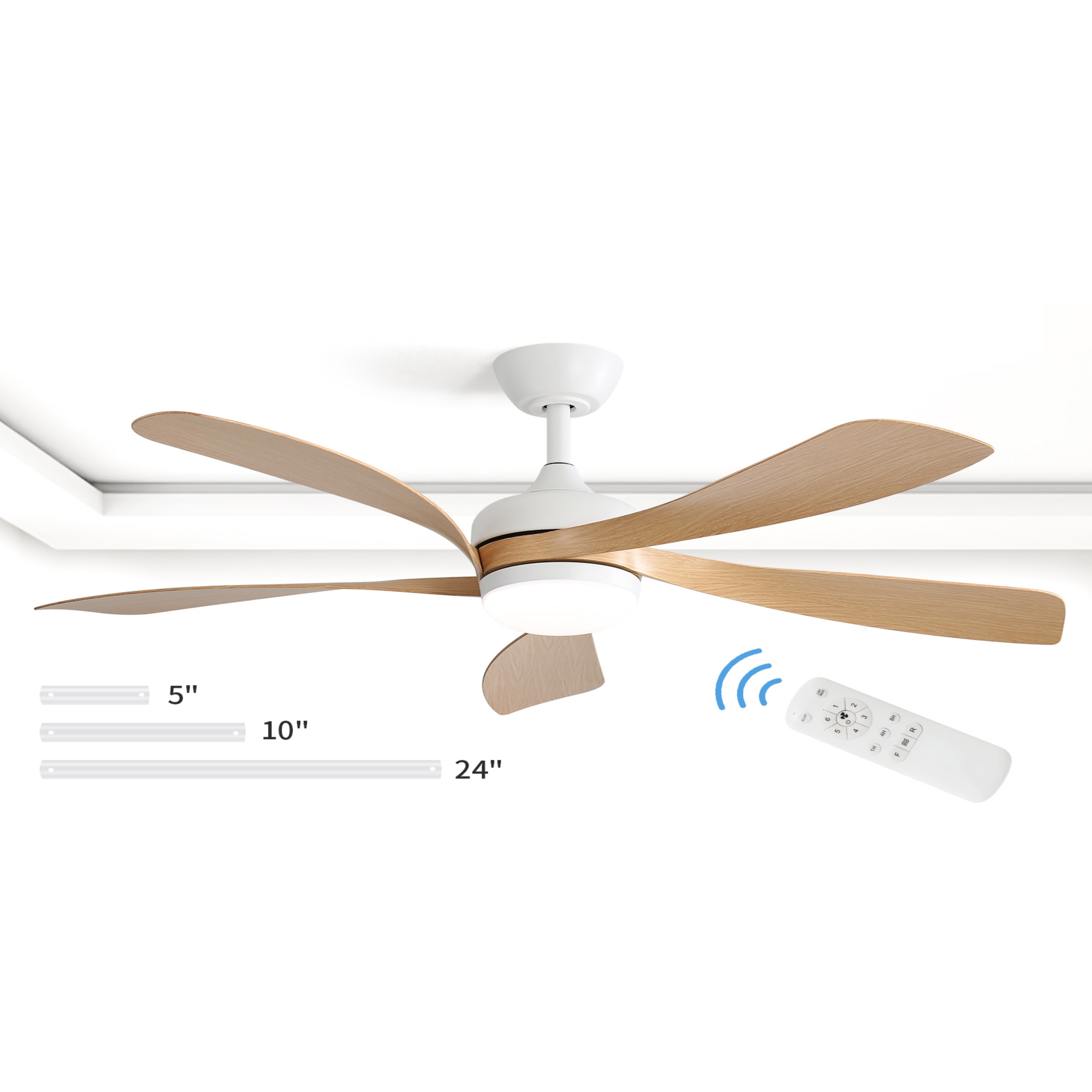 thumbnail video image 2 of Sofucor 52 Inch Ceiling Fans with Lights and Remote, Outdoor Ceiling Fan with Light 6-Speed 3 CCT 3-Timer, Modern Low Profile Ceiling Fan 5 Blade Reversible DC Motor for Living Room Bedroom Patio, 2 of 12
