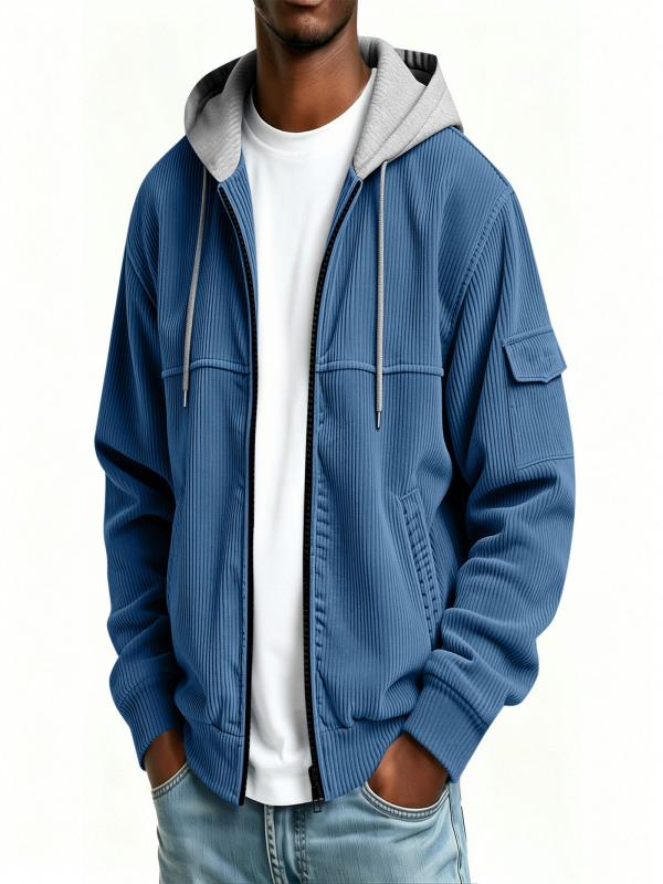 thumbnail video image 2 of Sentmoon Mens Lightweight Jackets Causal Fashion Stylish Hoodie Solid Color Corduroy Zipper Pocket Long Sleeve Cardigan Fall Coats, 2 of 9