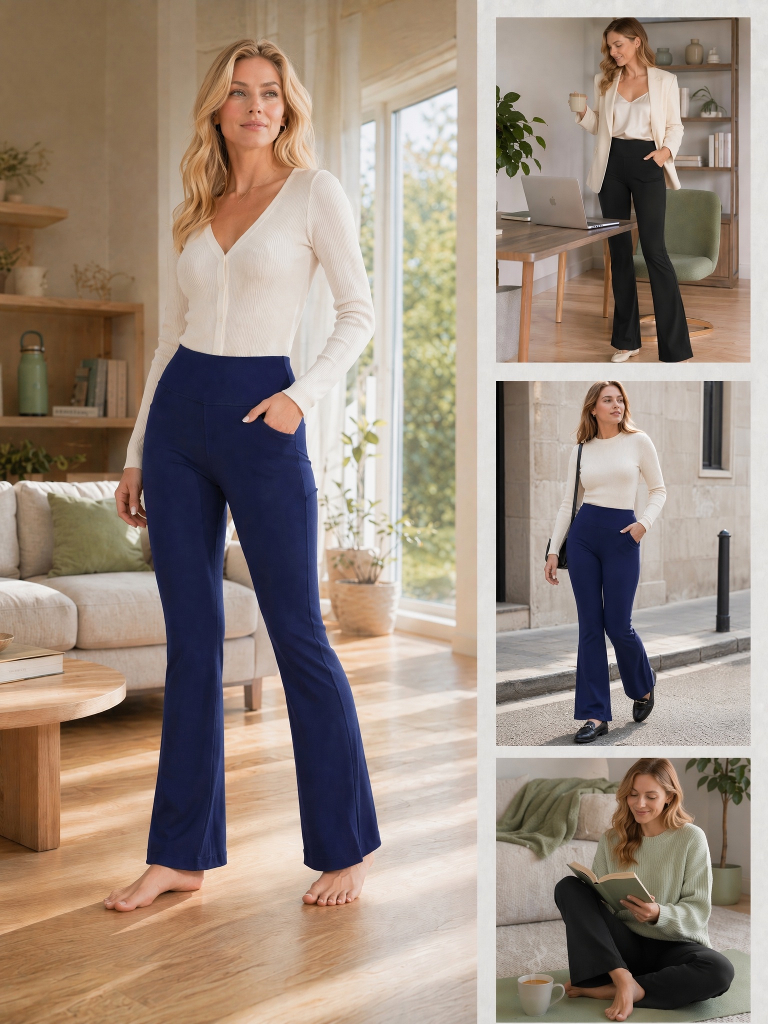 thumbnail video image 2 of Sexy Dance Women Dress Lounge Pants Business Elastic Waist Casual Stretch Work Trousers Slacks with 4 Pockets, 2 of 8
