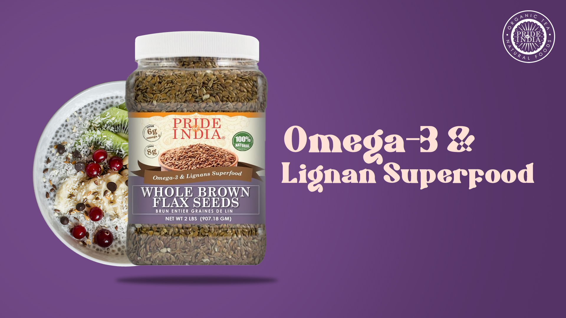 thumbnail video image 2 of Pride of India Whole Brown Flax Seeds, 2 lbs Jar, Pack of 6, 2 of 7