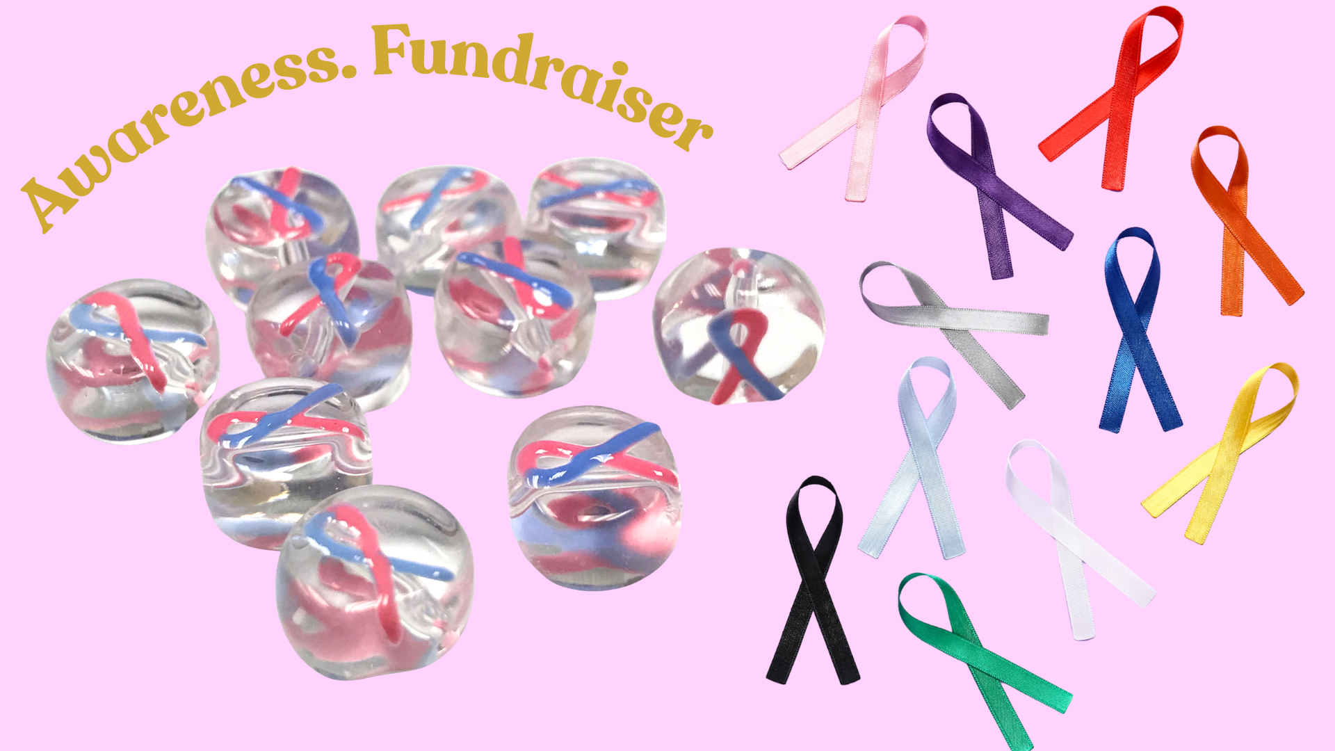 thumbnail video image 2 of Awareness Ribbon Beads, Miscarriage Beads For Jewelry Making, Glass Beads 10mm, DIY Bracelet Supplies, Gift For Beader, Pink Blue, 10 pcs, 2 of 11