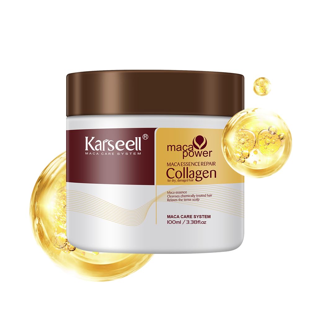 thumbnail video image 2 of Karseell Collagen Hair Treatment Deep Repair Conditioning Argan Oil Collagen Hair Mask Essence for Dry Damaged Hair All Hair Types, 3.38floz 100ml, 2 of 13